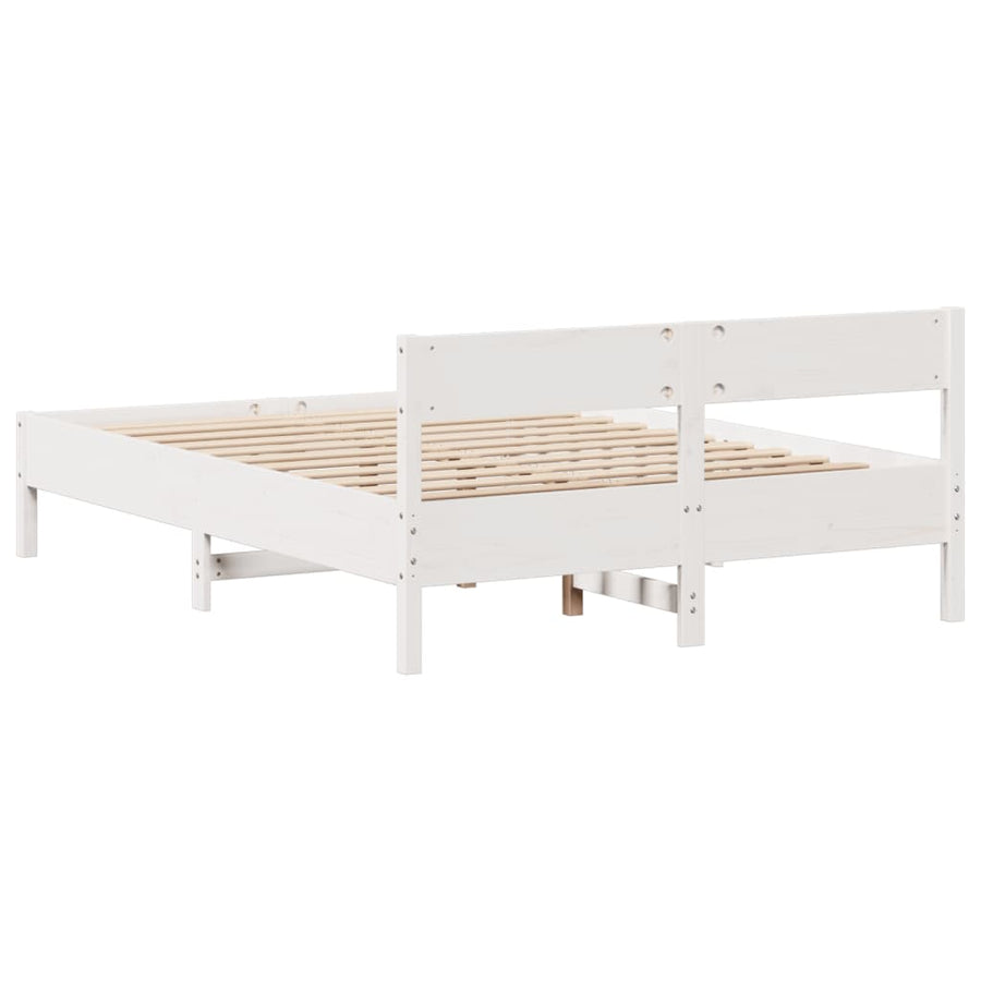 Bedframe zonder matras massief grenenhout wit 140x190 cm
