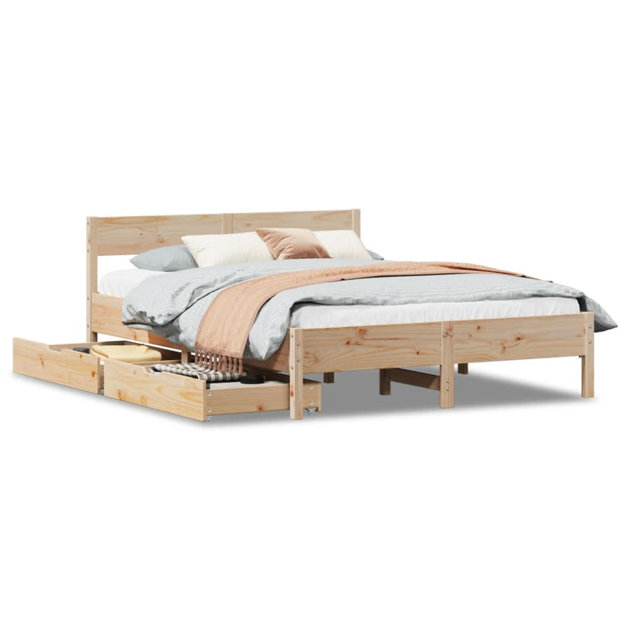 Bedframe zonder matras massief grenenhout 135x190 cm
