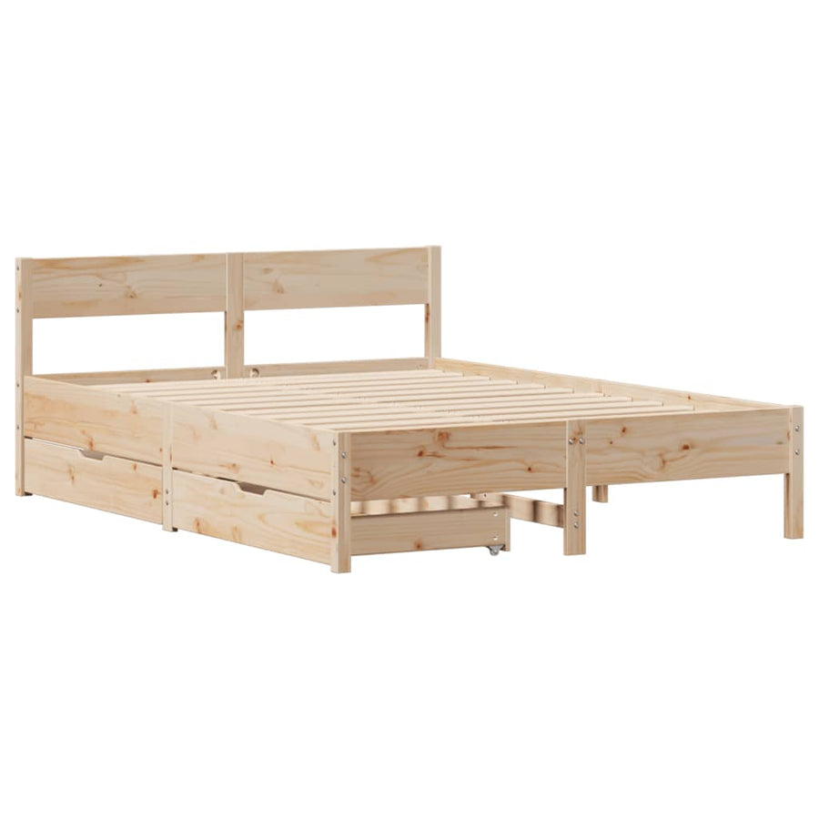 Bedframe zonder matras massief grenenhout 135x190 cm