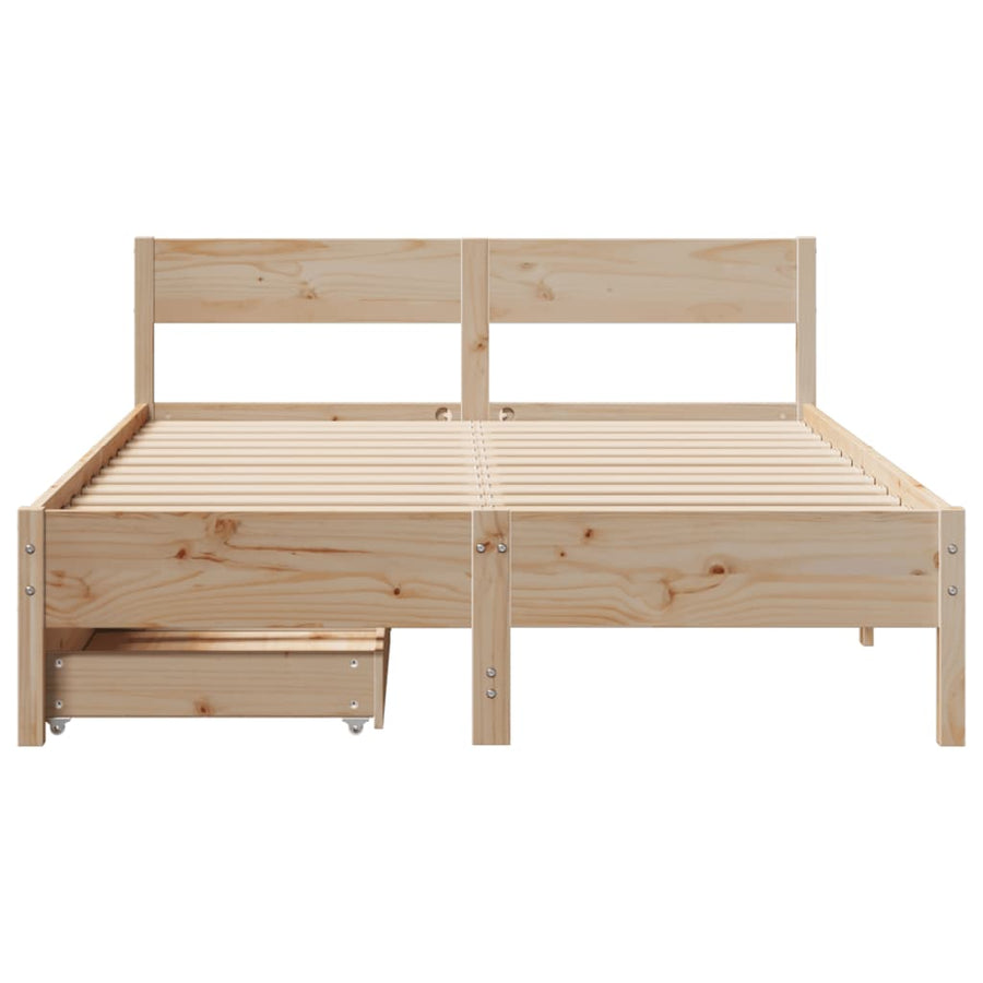 Bedframe zonder matras massief grenenhout 135x190 cm