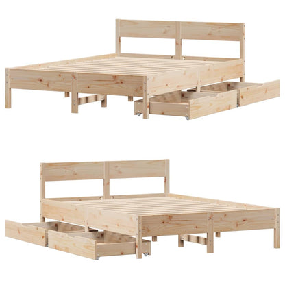 Bedframe zonder matras massief grenenhout 135x190 cm