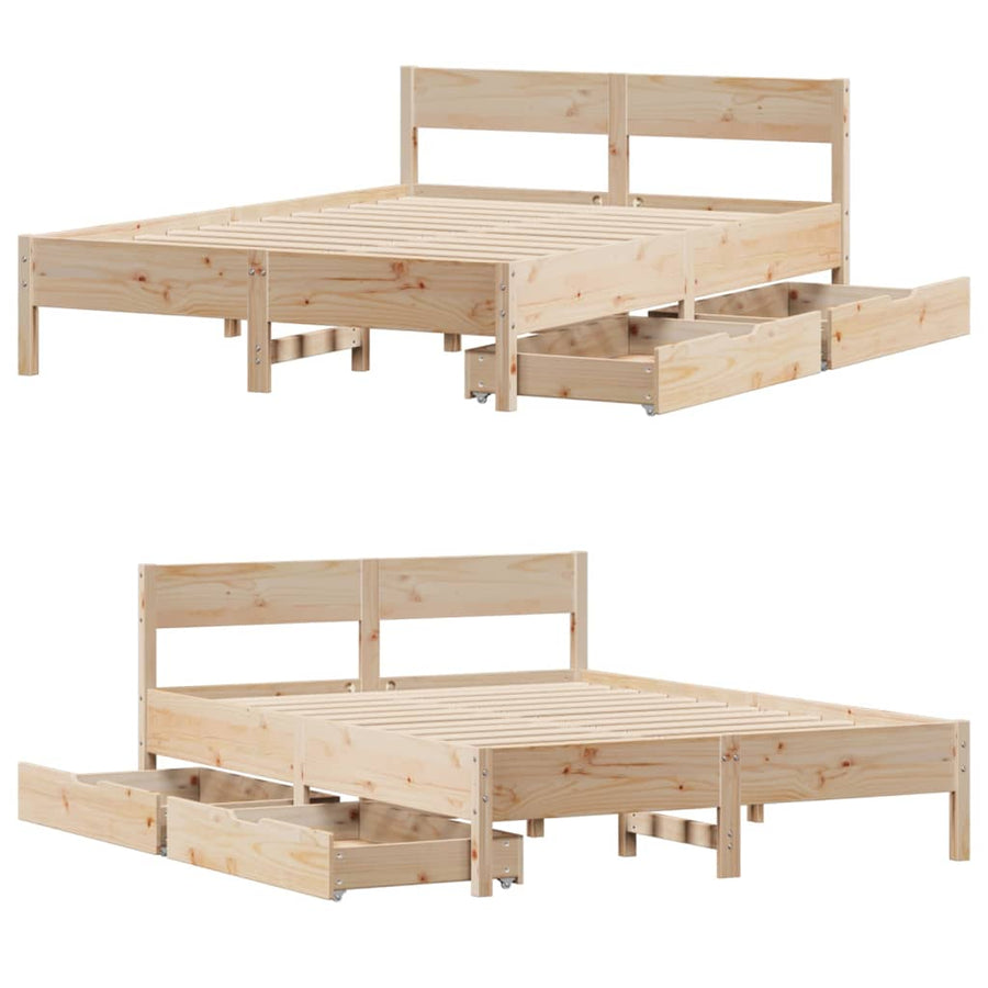 Bedframe zonder matras massief grenenhout 135x190 cm