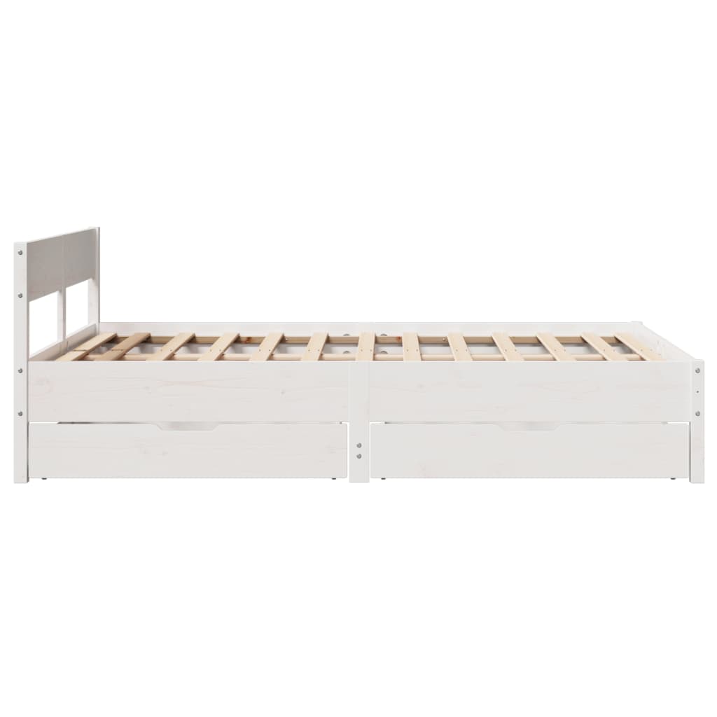 Bedframe zonder matras massief grenenhout wit 135x190 cm