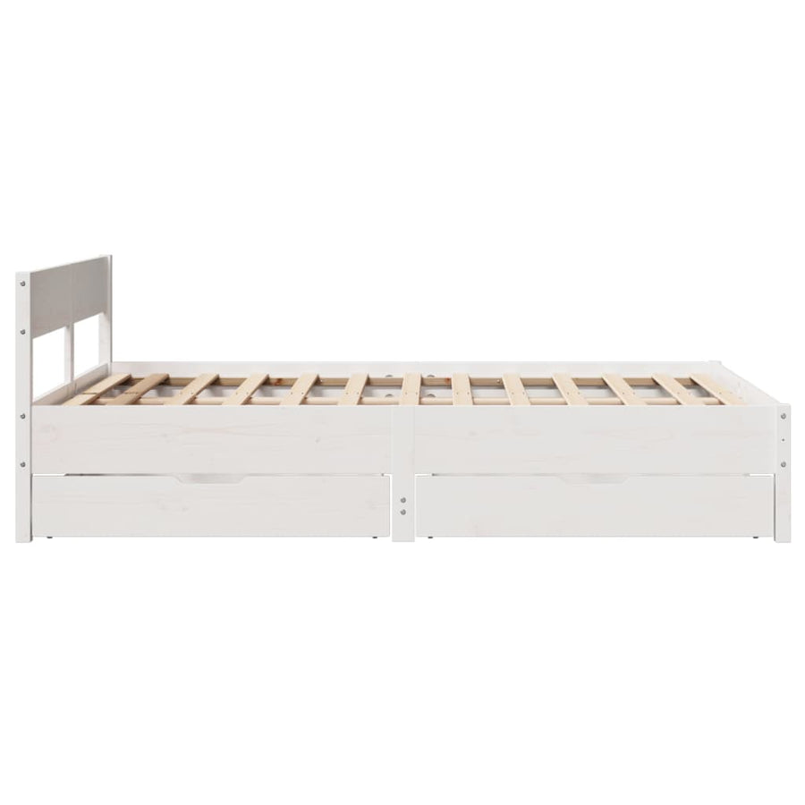 Bedframe zonder matras massief grenenhout wit 135x190 cm