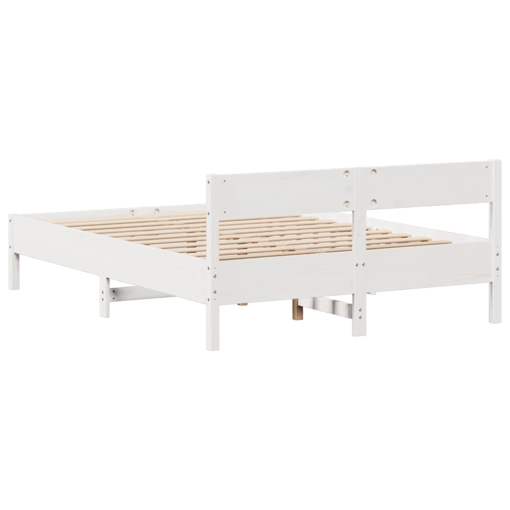 Bedframe zonder matras massief grenenhout wit 135x190 cm
