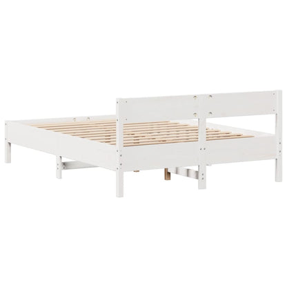 Bedframe zonder matras massief grenenhout wit 135x190 cm