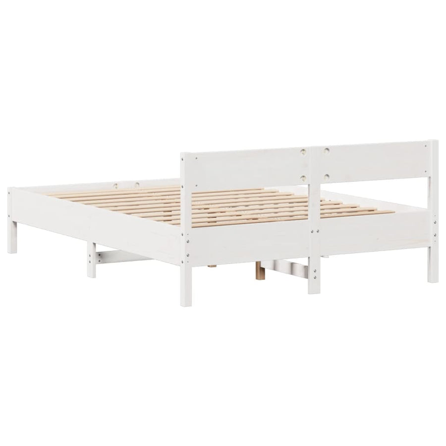 Bedframe zonder matras massief grenenhout wit 135x190 cm