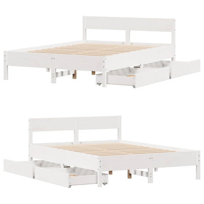 Bedframe zonder matras massief grenenhout wit 135x190 cm