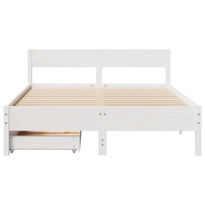 Bedframe zonder matras massief grenenhout wit 120x190 cm