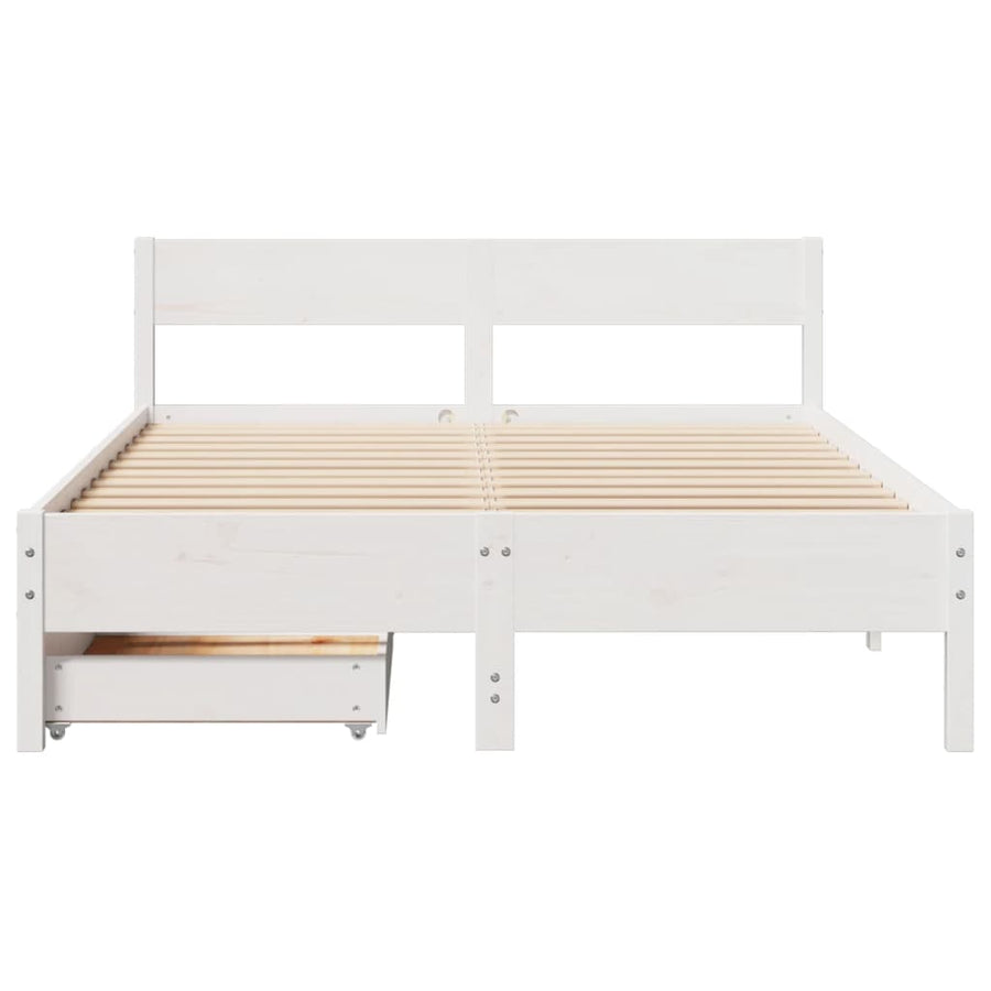 Bedframe zonder matras massief grenenhout wit 120x190 cm