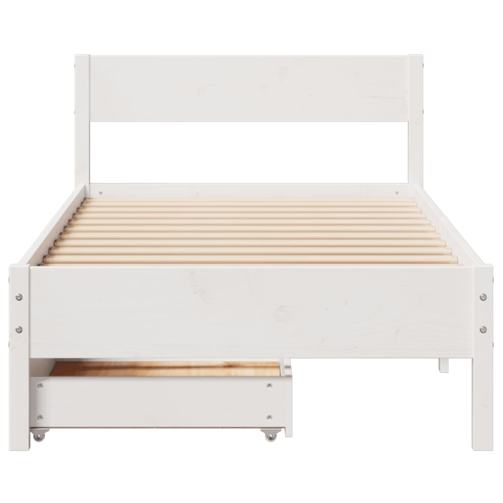 Bedframe zonder matras massief grenenhout wit 90x190 cm