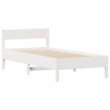 Bedframe zonder matras massief grenenhout wit 90x190 cm