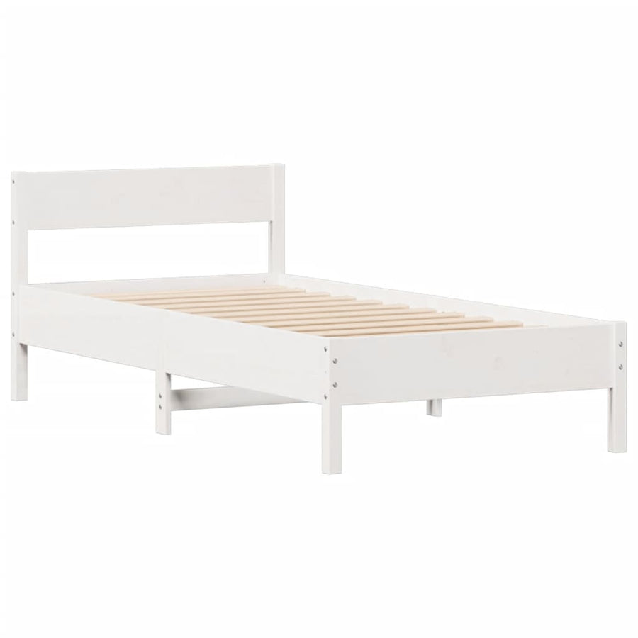 Bedframe zonder matras massief grenenhout wit 90x190 cm