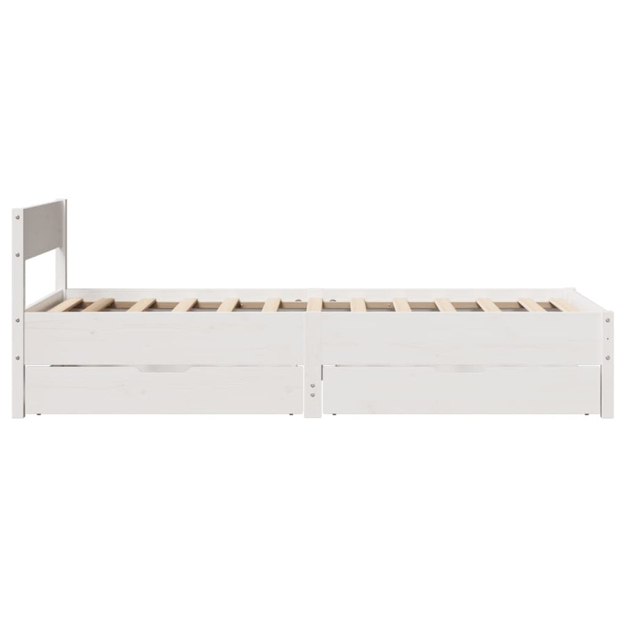 Bedframe zonder matras massief grenenhout wit 90x190 cm
