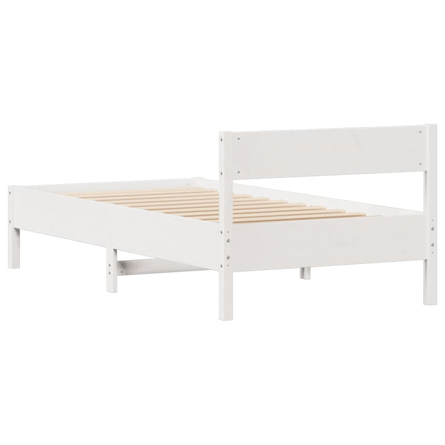 Bedframe zonder matras massief grenenhout wit 90x190 cm