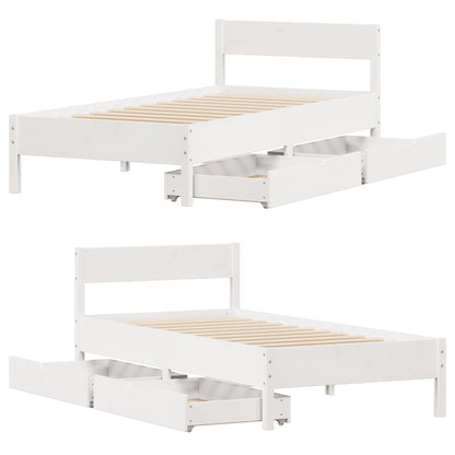 Bedframe zonder matras massief grenenhout wit 90x190 cm