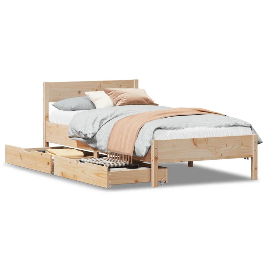 Bedframe zonder matras massief grenenhout 75x190 cm