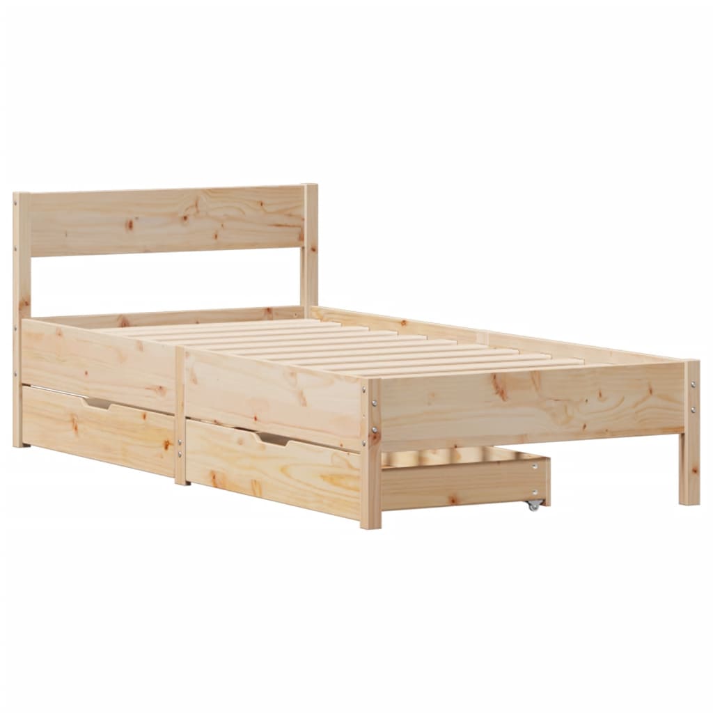 Bedframe zonder matras massief grenenhout 75x190 cm