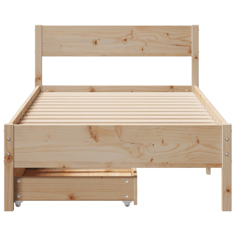 Bedframe zonder matras massief grenenhout 75x190 cm