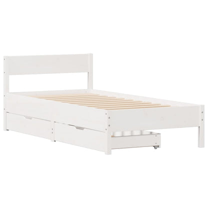 Bedframe zonder matras massief grenenhout wit 75x190 cm