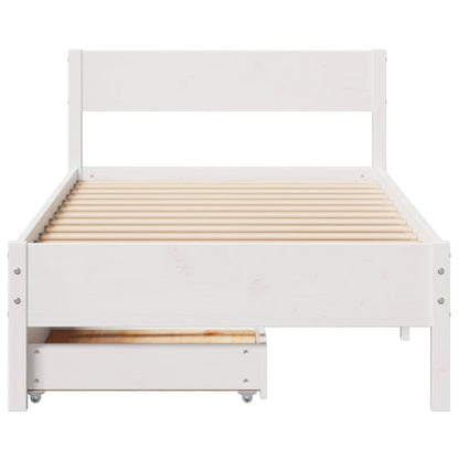 Bedframe zonder matras massief grenenhout wit 75x190 cm