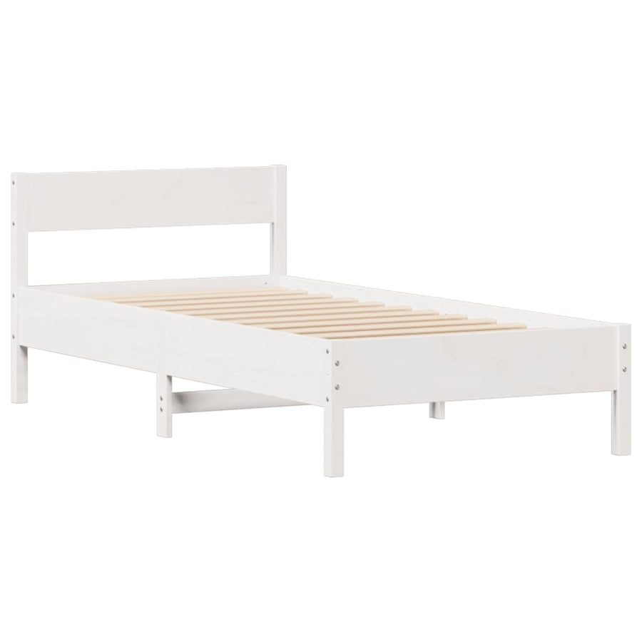 Bedframe zonder matras massief grenenhout wit 75x190 cm
