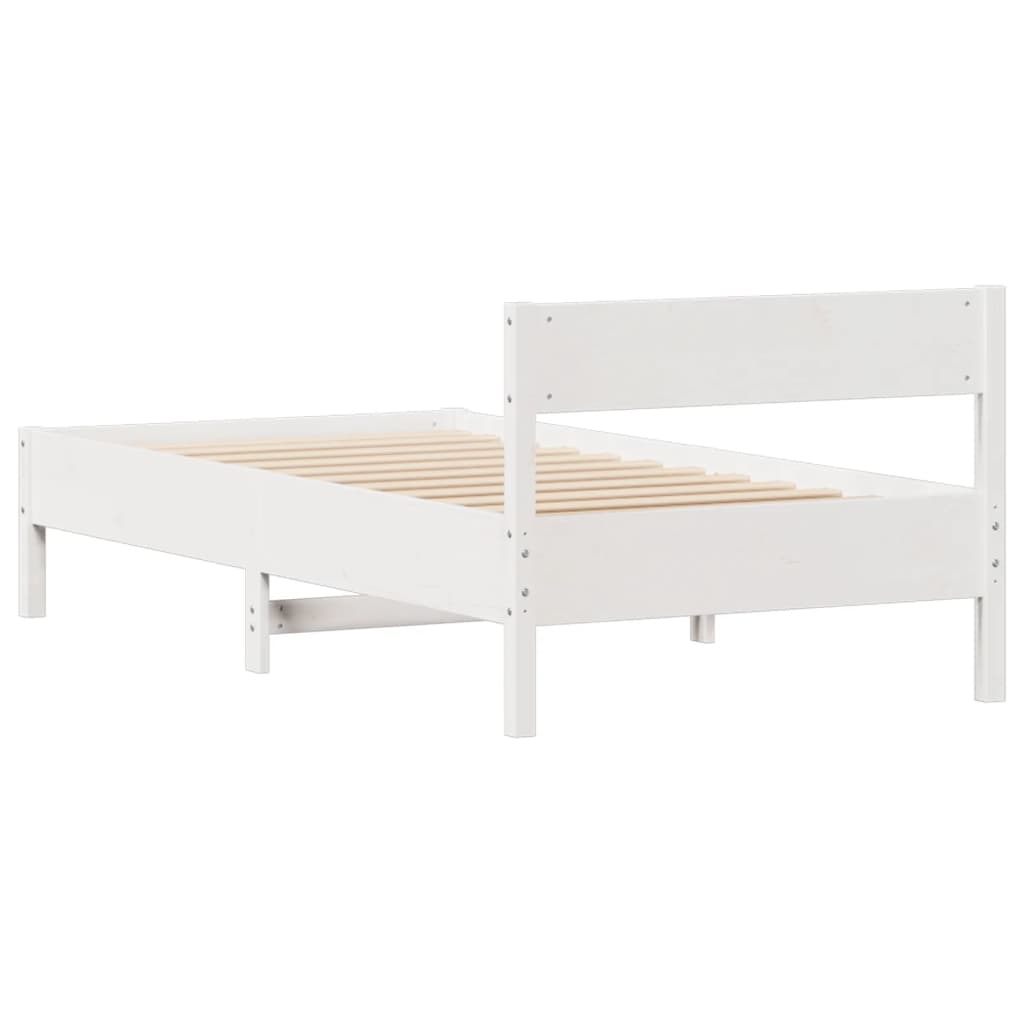 Bedframe zonder matras massief grenenhout wit 75x190 cm