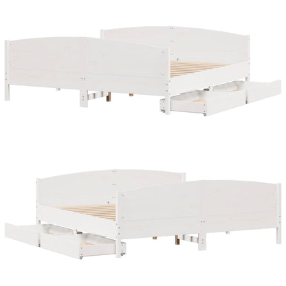 Bedframe zonder matras massief grenenhout wit 200x200 cm
