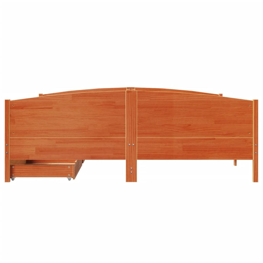 Bedframe zonder matras massief grenenhout wasbruin 200x200 cm