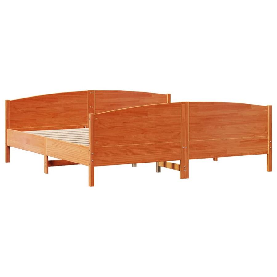 Bedframe zonder matras massief grenenhout wasbruin 200x200 cm