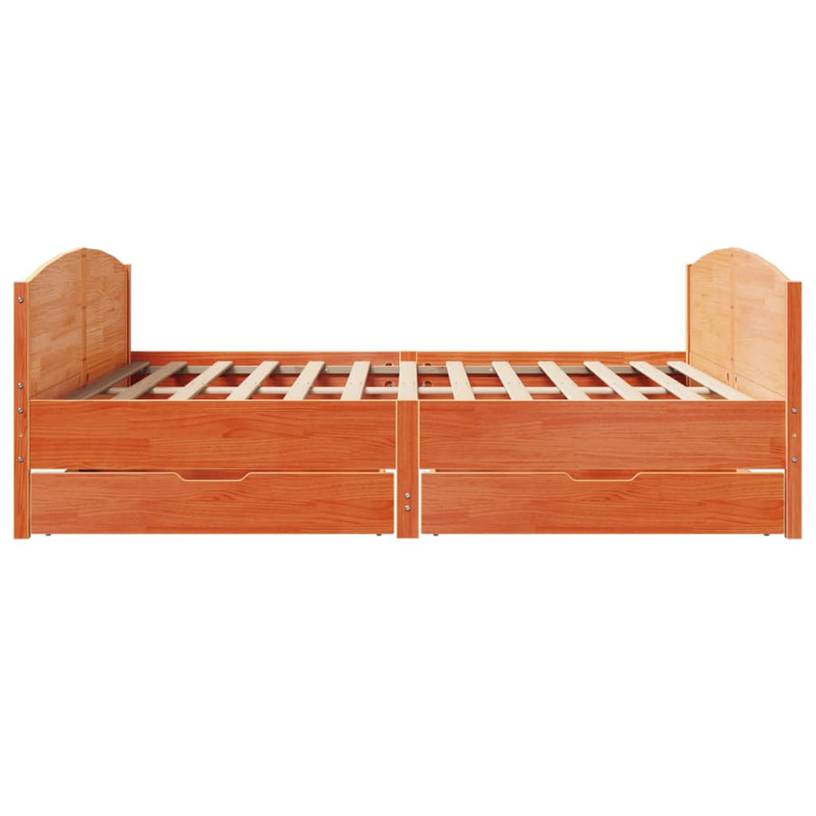 Bedframe zonder matras massief grenenhout wasbruin 200x200 cm
