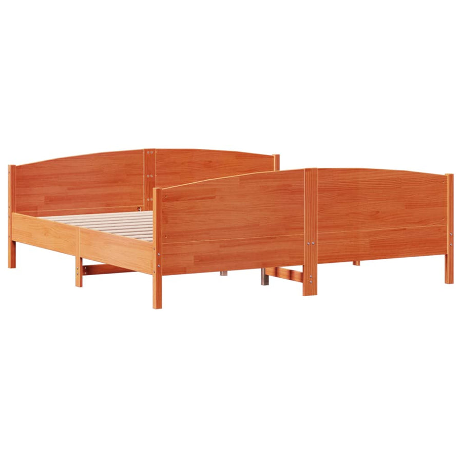 Bedframe zonder matras massief grenenhout wasbruin 200x200 cm