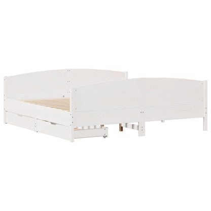 Bedframe zonder matras massief grenenhout wit 180x200 cm