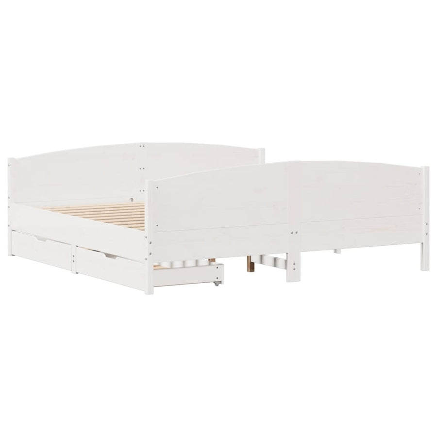 Bedframe zonder matras massief grenenhout wit 180x200 cm