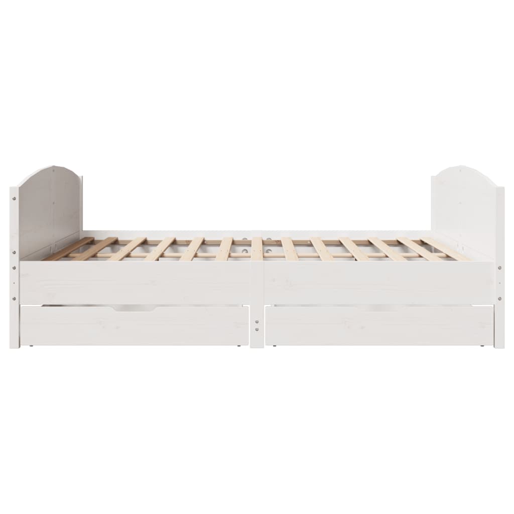 Bedframe zonder matras massief grenenhout wit 180x200 cm