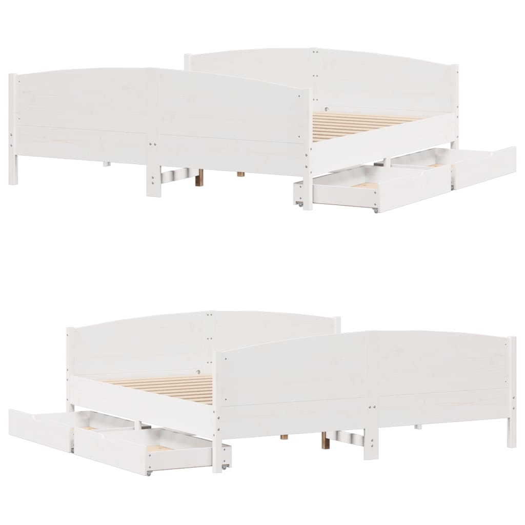 Bedframe zonder matras massief grenenhout wit 180x200 cm