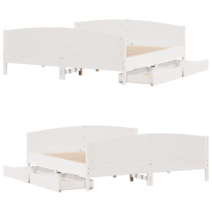 Bedframe zonder matras massief grenenhout wit 180x200 cm