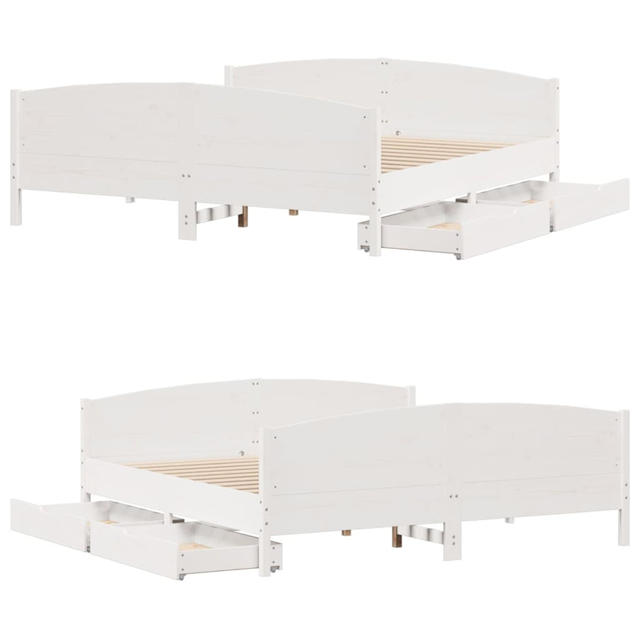 Bedframe zonder matras massief grenenhout wit 180x200 cm