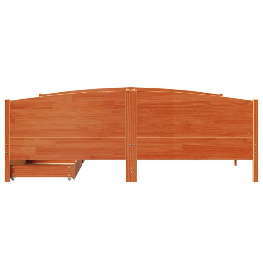 Bedframe zonder matras massief grenenhout wasbruin 180x200 cm