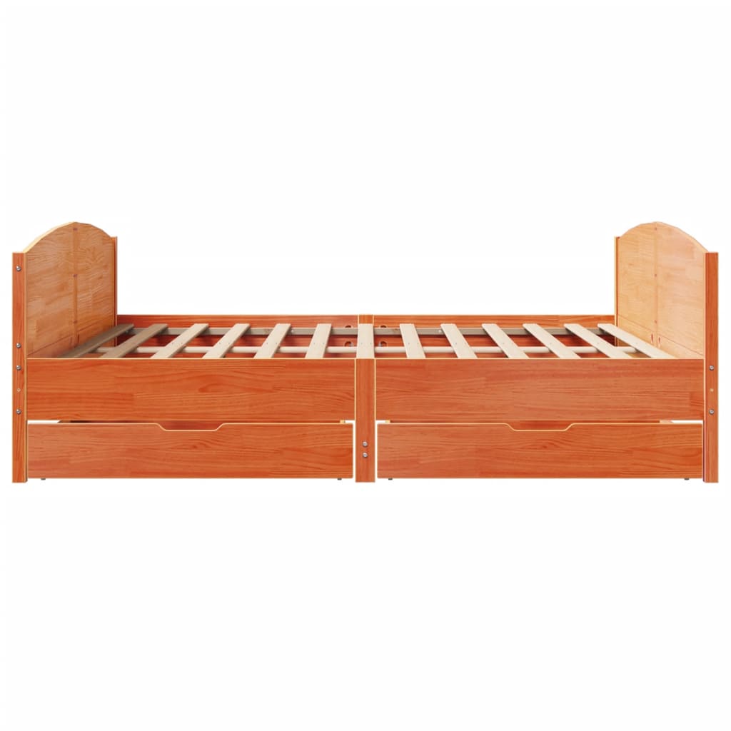 Bedframe zonder matras massief grenenhout wasbruin 180x200 cm