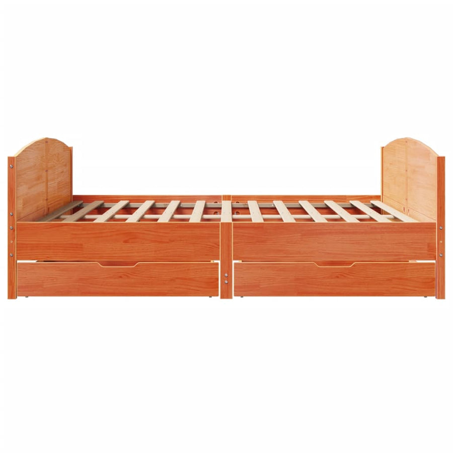 Bedframe zonder matras massief grenenhout wasbruin 180x200 cm
