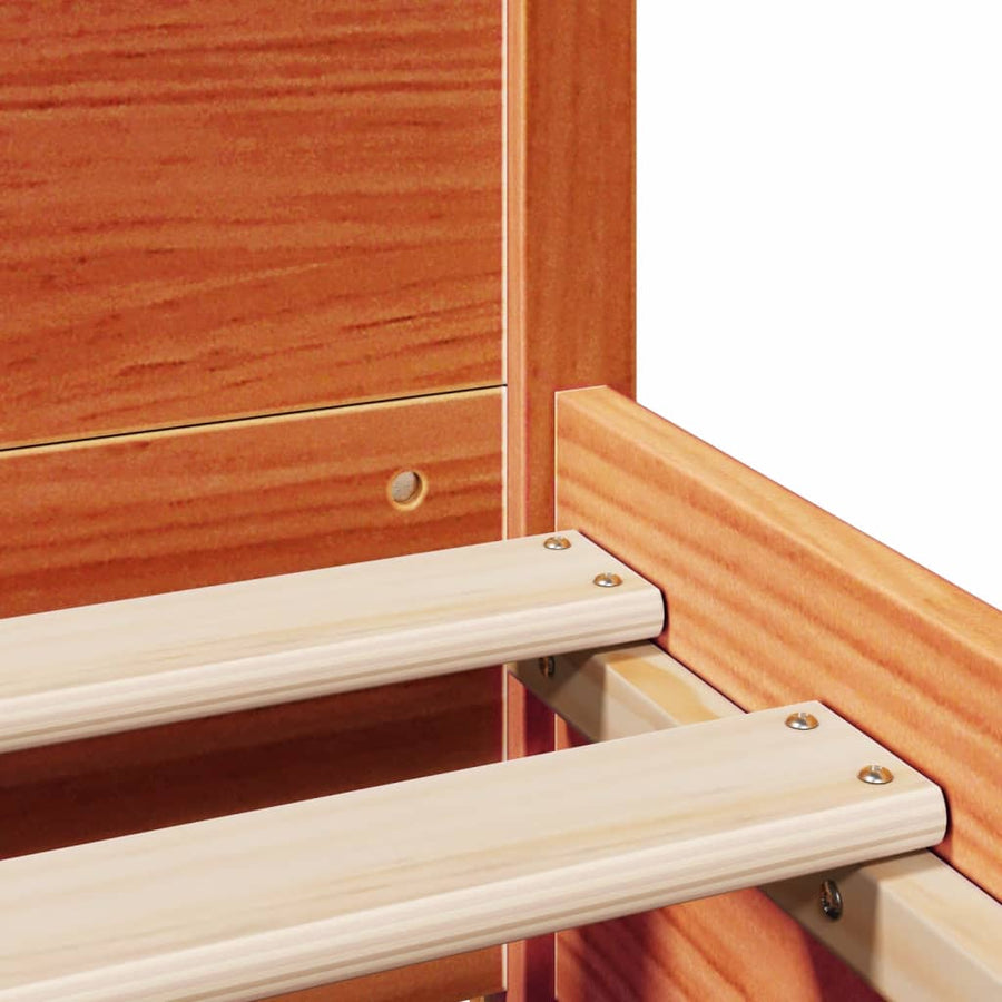 Bedframe zonder matras massief grenenhout wasbruin 180x200 cm