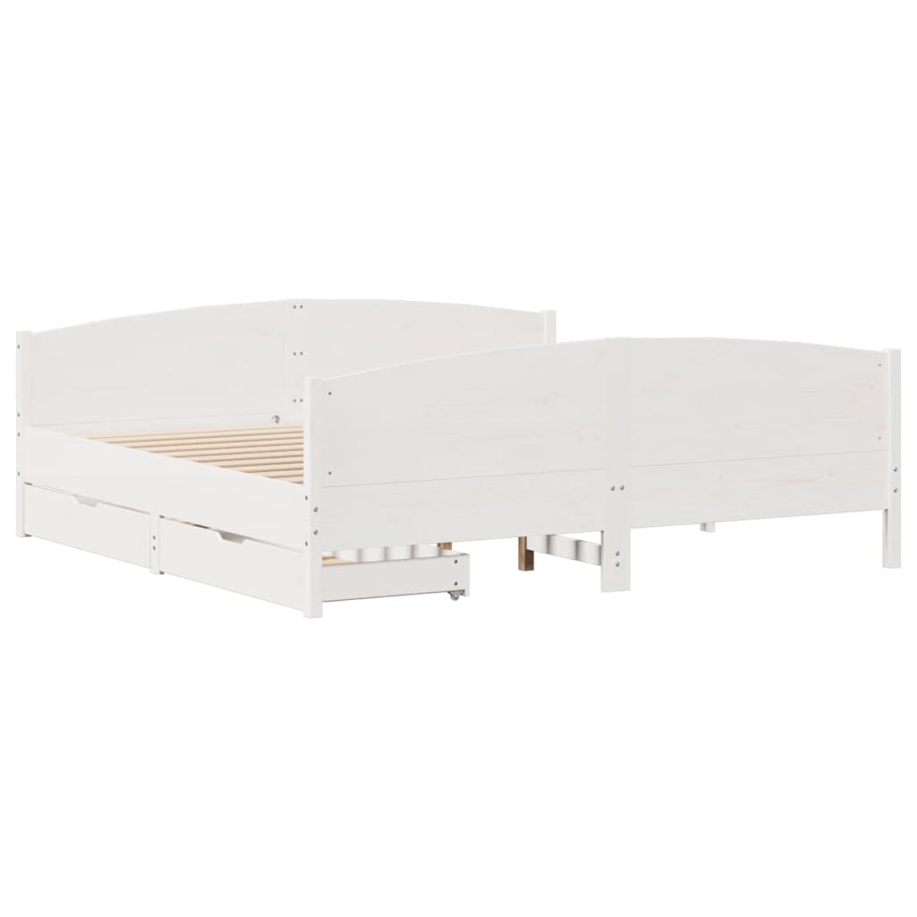 Bedframe zonder matras massief grenenhout wit 160x200 cm