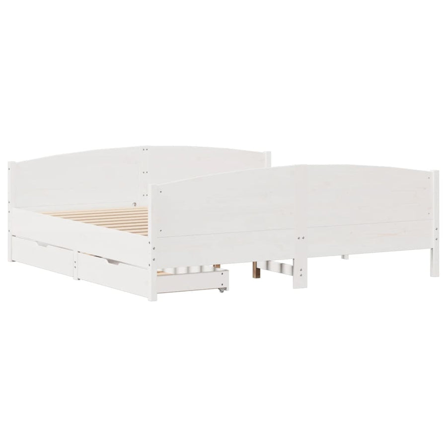 Bedframe zonder matras massief grenenhout wit 160x200 cm