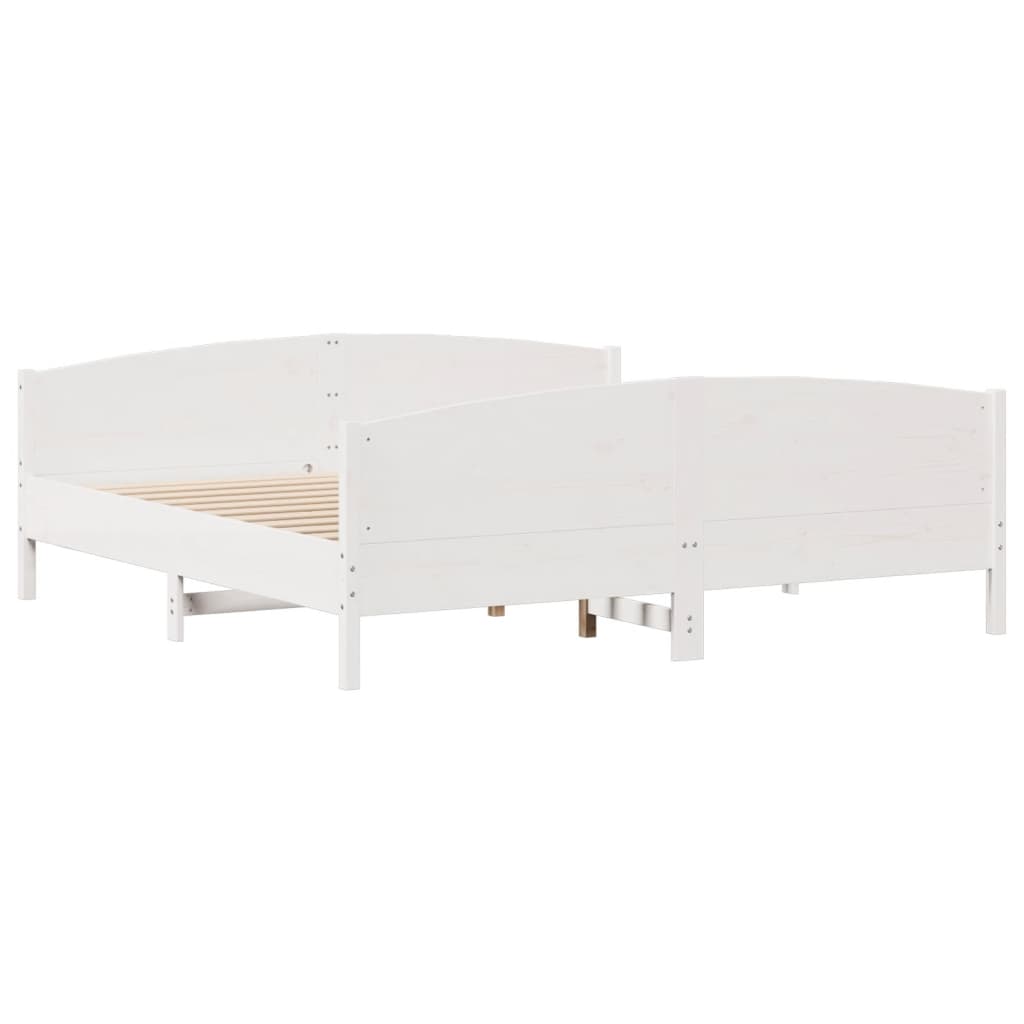 Bedframe zonder matras massief grenenhout wit 160x200 cm