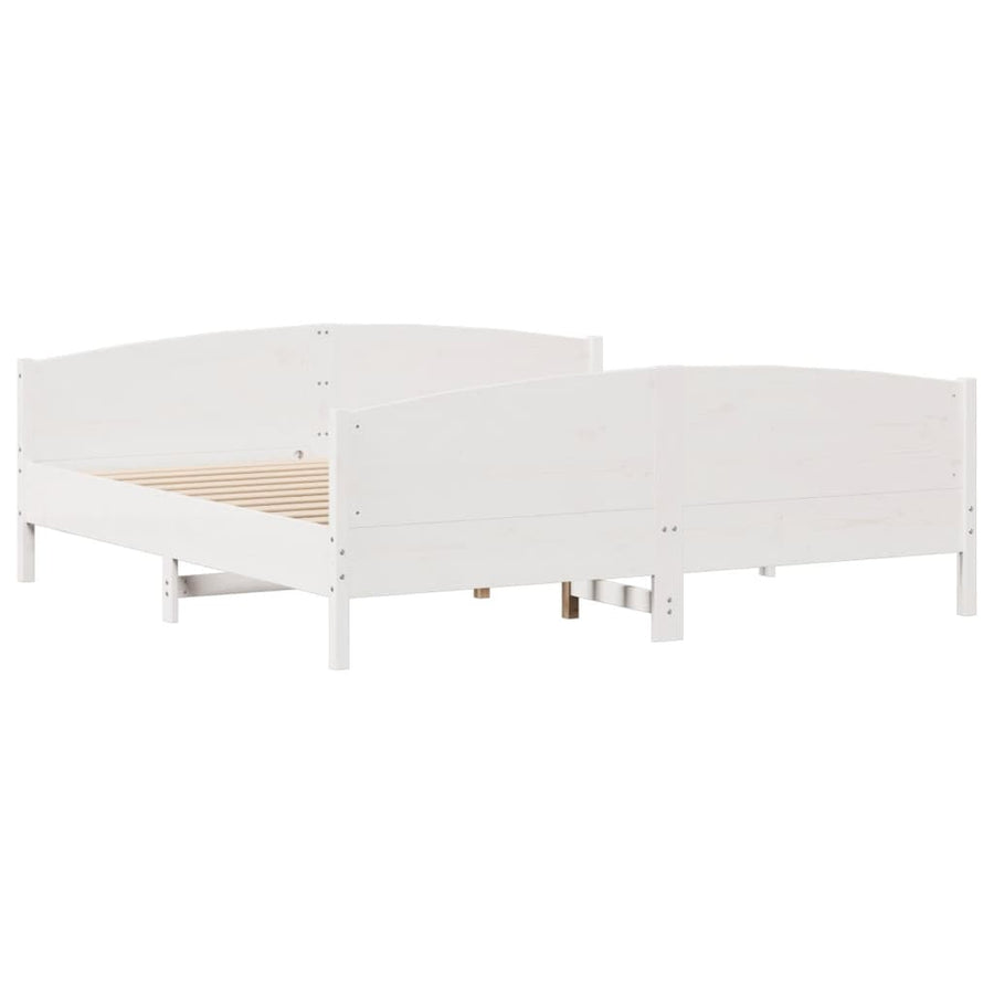 Bedframe zonder matras massief grenenhout wit 160x200 cm