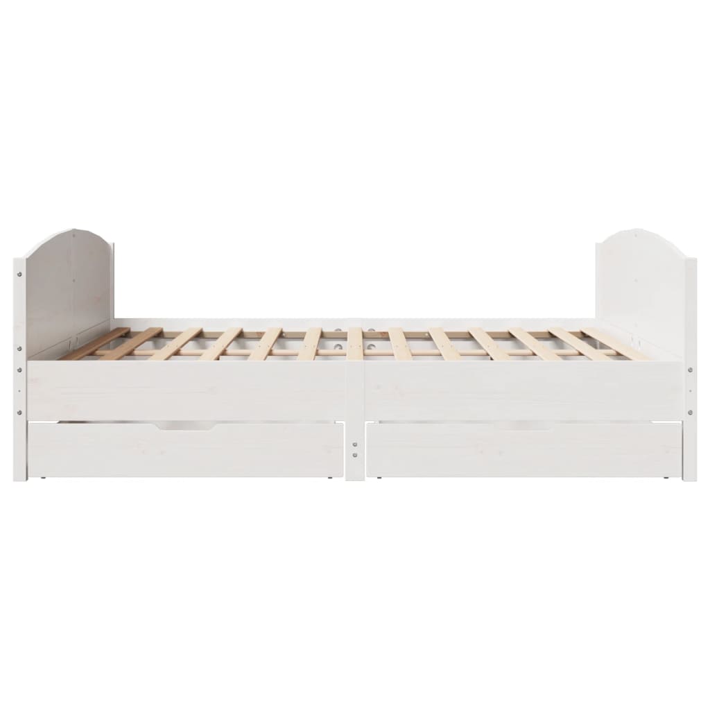 Bedframe zonder matras massief grenenhout wit 160x200 cm