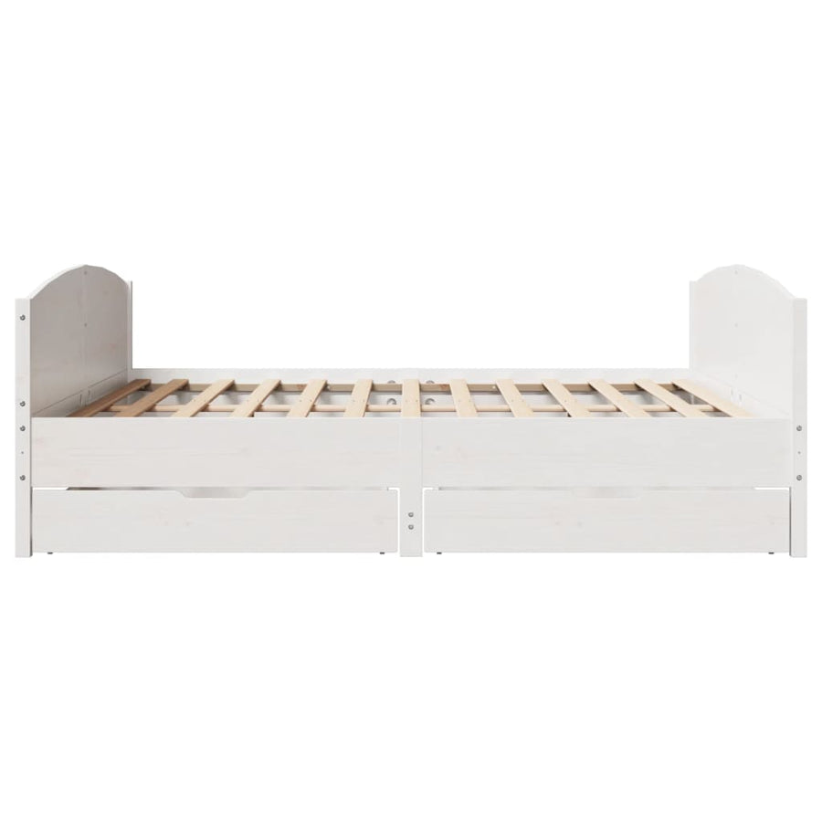Bedframe zonder matras massief grenenhout wit 160x200 cm