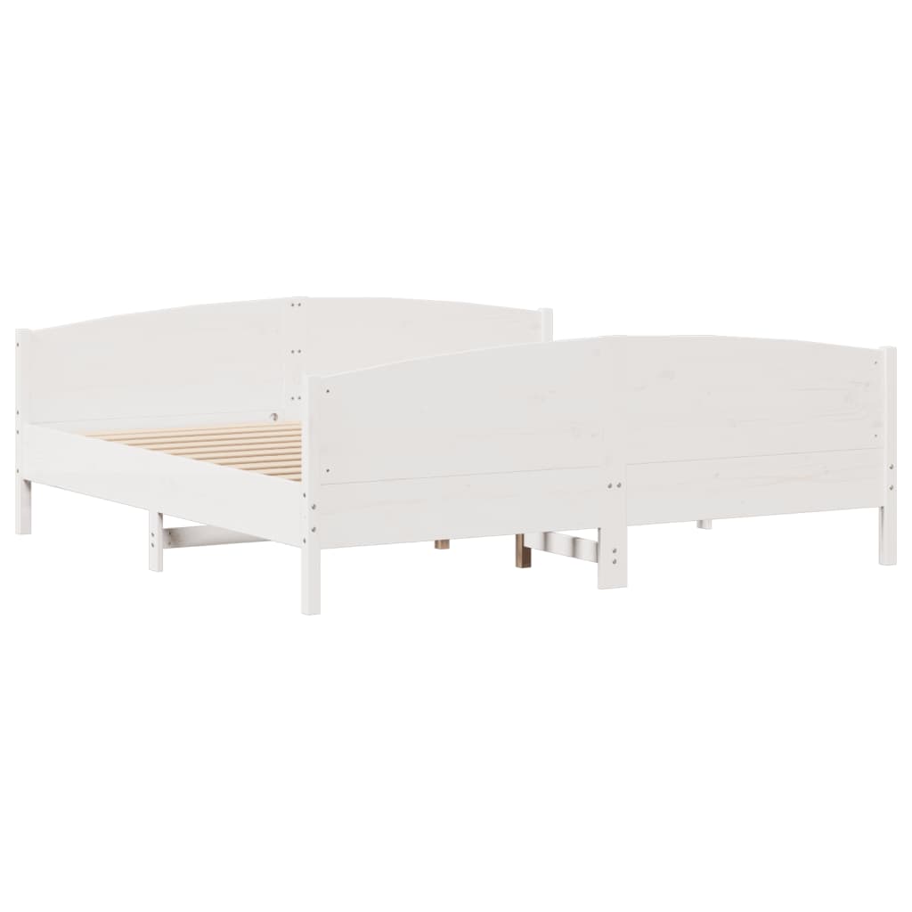 Bedframe zonder matras massief grenenhout wit 160x200 cm