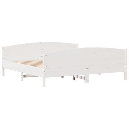 Bedframe zonder matras massief grenenhout wit 160x200 cm
